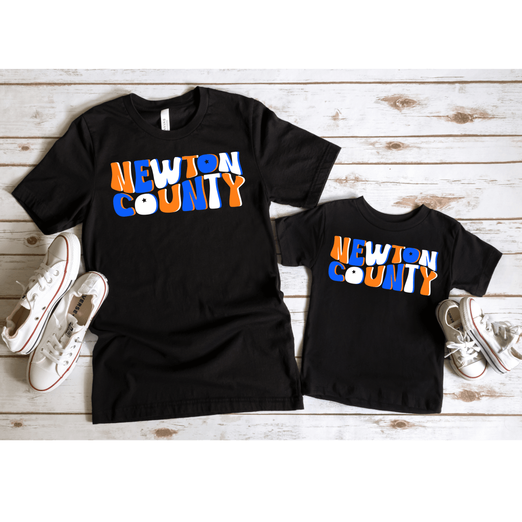 Newton County Wavy Star Retro Font Graphic Tee Shirt