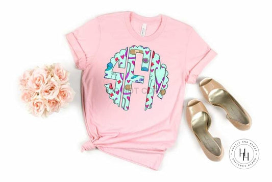 Nurse Doodle Monogram Graphic Tee Shirt