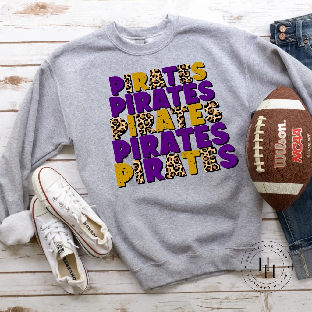 Pirates Purple/ Yellow Gold Repeating Graphic Tee Shirt