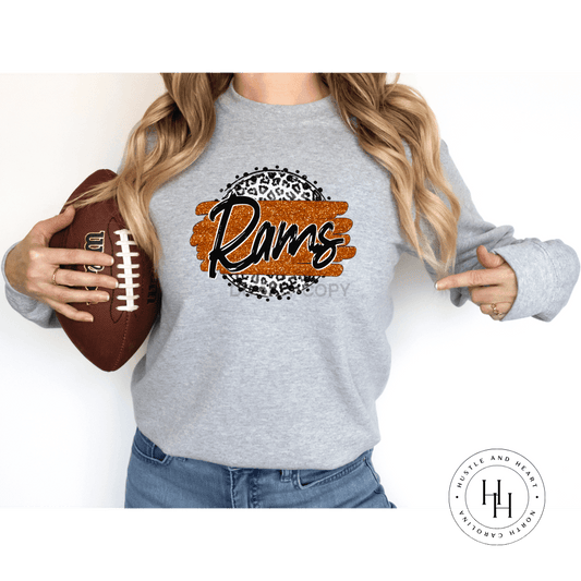 Rams Orange W Grey Leopard Graphic Tee Shirt