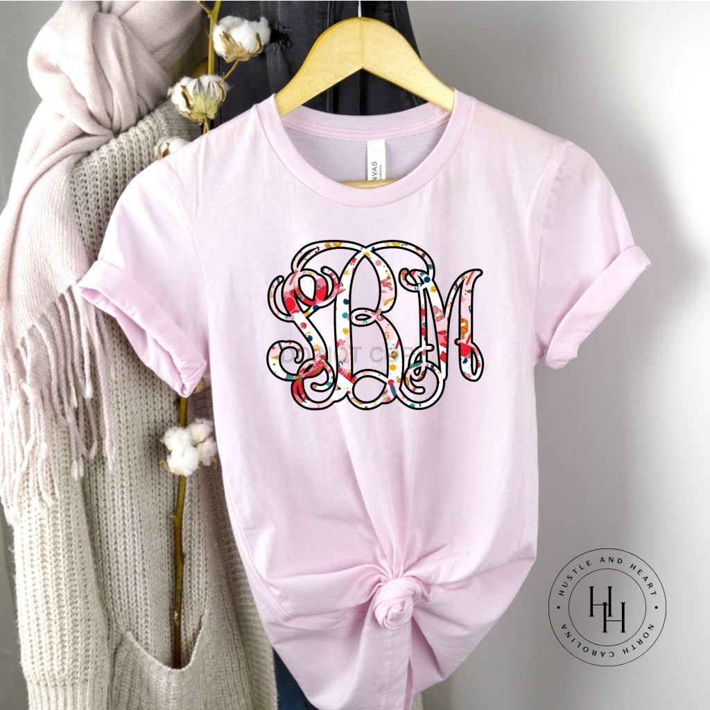 School Brushstrokes Monogram Graphic Tee Small / Pink Vine Shirt