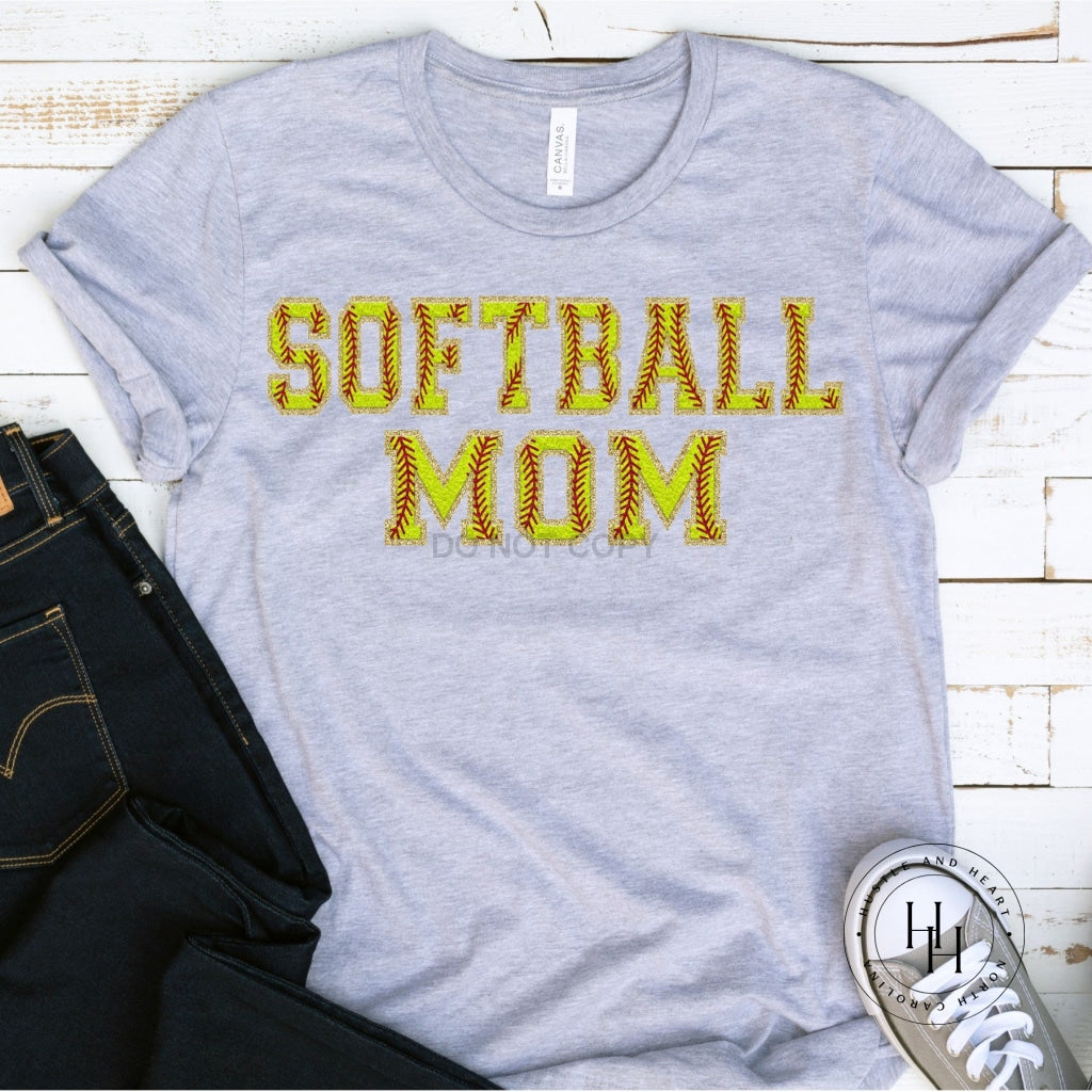 Softball Mom Faux Chenille Letters Graphic Tee