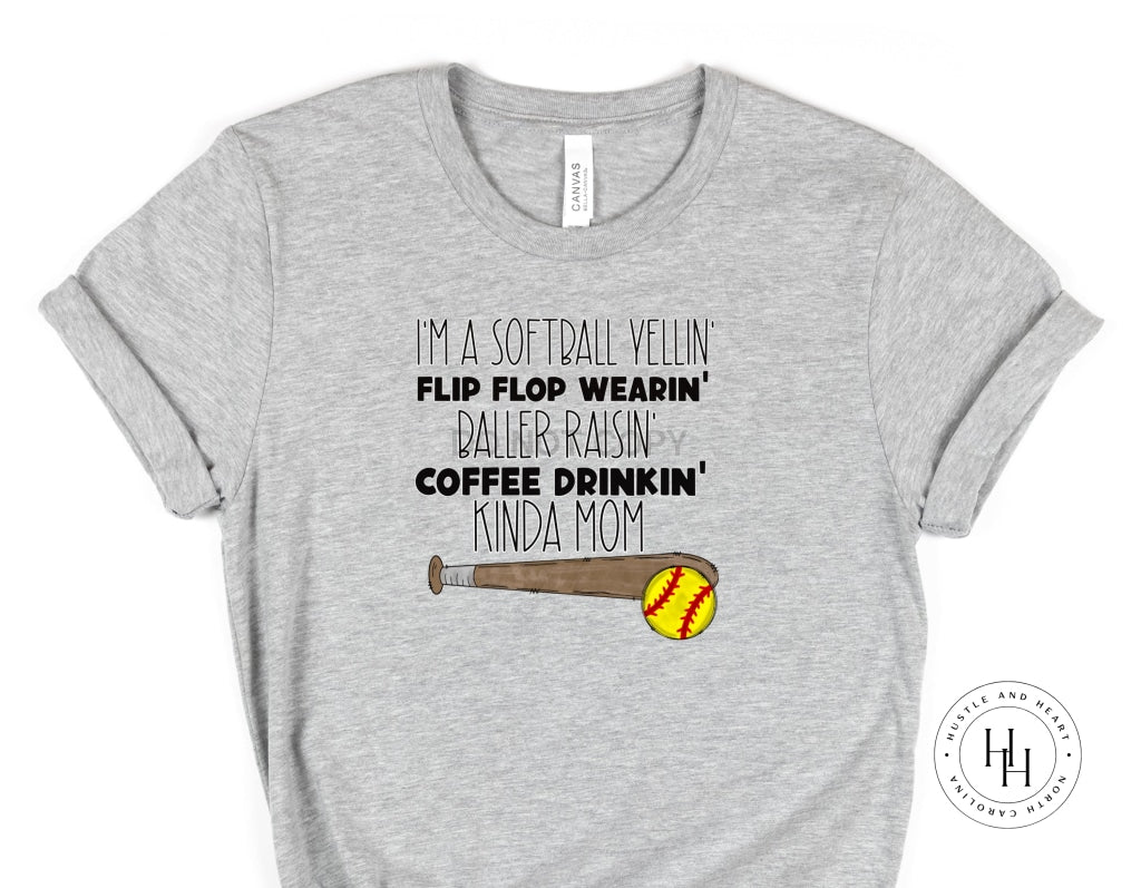 Softball Yellin Coffee Drinkin Kinda Mom Graphic Tee Youth Small Dtg