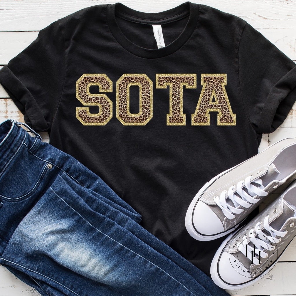 Sota Black Faux Chenille Letters Graphic Tee