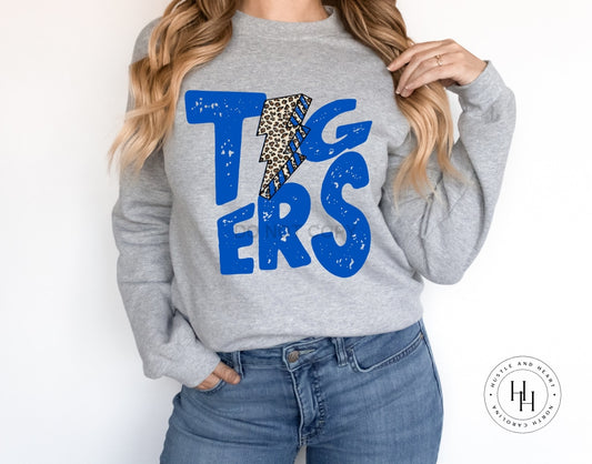 Tigers Blue Lightning Bolt Graphic Tee