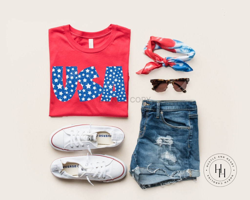 Usa Retro Distressed Star Graphic Tee