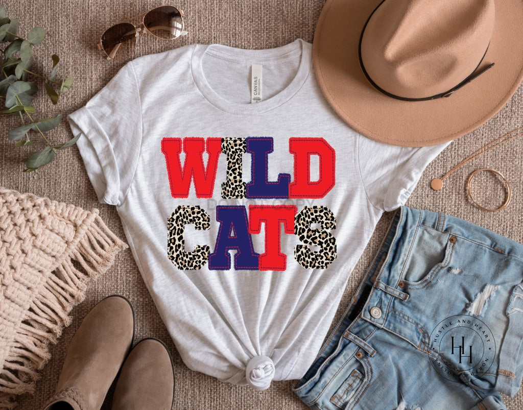 Wildcats Red/blue Faux Applique Shirt